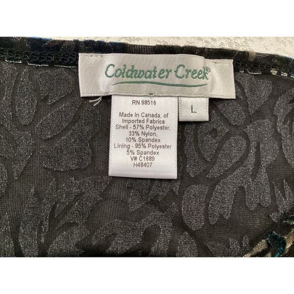 Coldwater creek velvet burnout  faux wrap flare long sleeve blouse L - Picture 6 of 6